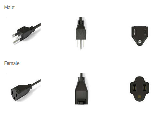 NEMA 5-15-P power cord types